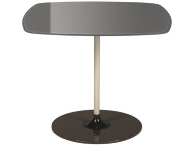 Masuta Kartell Thierry design Piero Lissoni, 45x45x45cm, baza metal, blat sticla, gri