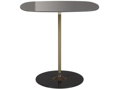 Masuta Kartell Thierry design Piero Lissoni, 33x50x50cm, baza metal, blat sticla, gri