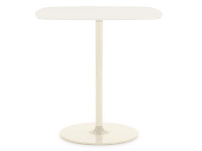 Masa Kartell Thierry Bistrot design Piero Lissoni, 70x70x72cm, baza metal, blat sticla, bej-alb