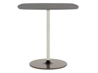 Masa Kartell Thierry Bistrot design Piero Lissoni, 70x70x72cm, baza metal, blat sticla, gri