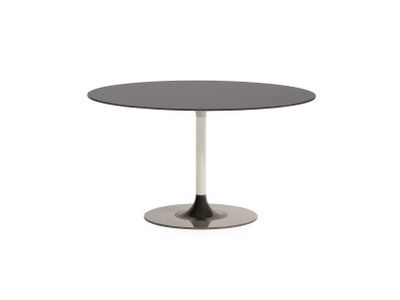 Masa Kartell Thierry XXL Round design Piero Lissoni, 130x130x72cm, baza metal, blat sticla, gri