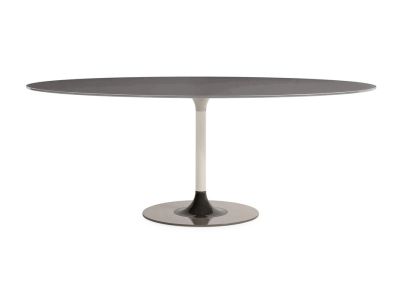 Masa Kartell Thierry XXL design Piero Lissoni, 192x118x72cm, baza metal, blat sticla, gri