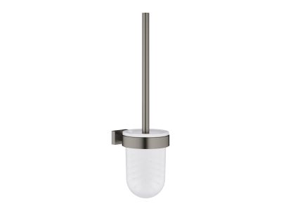 Perie wc cu suport de perete Grohe Essentials Cube, brushed hard graphite