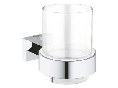 Pahar cu suport de perete Grohe Essentials Cube, crom