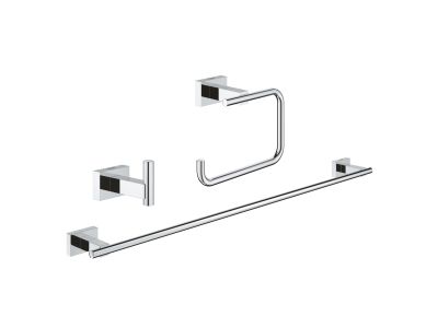 Set 3 accesorii baie Grohe Essentials Cube Guest 3-in-1, crom