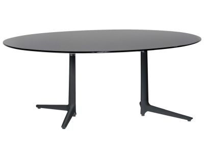Masa Kartell Multiplo XL design Antonio Citterio, 180x90cm, h75cm, blat sticla, negru