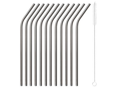 Set 12 paie Paderno Happy Hour 21.5cm, d 6mm, cu perie curatare, inox negru