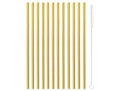 Set 12 paie drepte Paderno Happy Hour 21.5cm, d 6mm, cu perie curatare, inox auriu