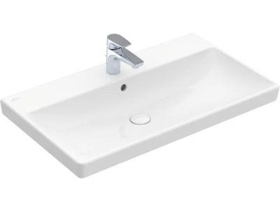 Lavoar Villeroy & Boch Avento CeramicPlus 80x47 cu preaplin, montare pe mobilier, alb Alpin