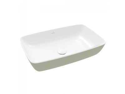 Lavoar tip bol Villeroy & Boch Artis 58x38cm, fara orificiu baterie, fara preaplin, montare pe blat, Sage Green