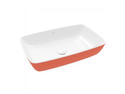 Lavoar tip bol Villeroy & Boch Artis 58x38cm, fara orificiu baterie, fara preaplin, montare pe blat, Rust