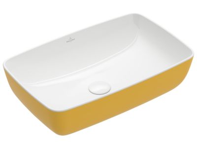 Lavoar tip bol Villeroy & Boch Artis 58x38cm, fara orificiu baterie, fara preaplin, montare pe blat, Indian Summer