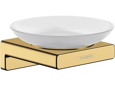 Savoniera cu suport Hansgrohe AddStoris, gold optic lustruit