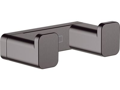 Cuier baie dublu Hansgrohe AddStoris, negru periat