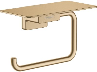 Suport hartie igienica cu raft Hansgrohe AddStoris, bronz periat