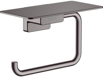 Suport hartie igienica cu raft Hansgrohe AddStoris, negru periat