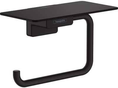 Suport hartie igienica cu raft Hansgrohe AddStoris, negru mat EXPUS
