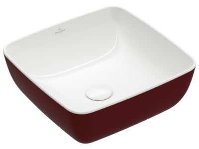 Lavoar tip bol Villeroy & Boch Artis 41cm, fara orificiu baterie, fara preaplin, montare pe blat, Bordeaux