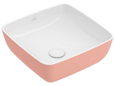 Lavoar tip bol Villeroy & Boch Artis 41cm, fara orificiu baterie, fara preaplin, montare pe blat, Powder