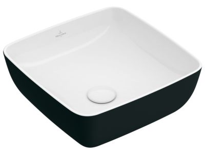 Lavoar tip bol Villeroy & Boch Artis 41cm, fara orificiu baterie, fara preaplin, montare pe blat, Coal Black
