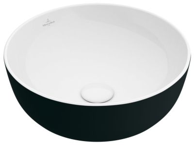Lavoar tip bol Villeroy & Boch Artis 43cm, fara orificiu baterie, fara preaplin, montare pe blat, Coal Black