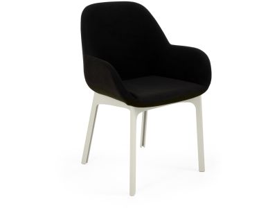 Scaun Kartell Clap design Patricia Urquiola, baza alb, tapiterie Aquaclean negru