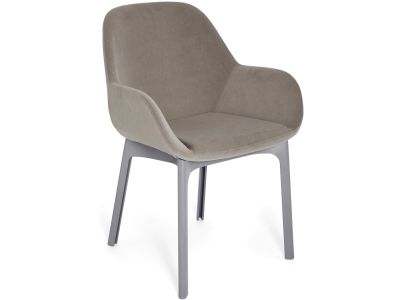 Scaun Kartell Clap design Patricia Urquiola, baza gri, tapiterie Aquaclean ecru