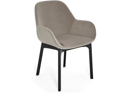 Scaun Kartell Clap design Patricia Urquiola, baza negru, tapiterie Aquaclean ecru