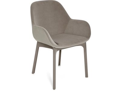 Scaun Kartell Clap design Patricia Urquiola, baza grej, tapiterie Aquaclean ecru