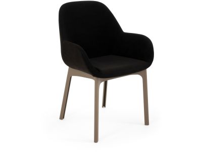 Scaun Kartell Clap design Patricia Urquiola, baza grej, tapiterie Aquaclean negru
