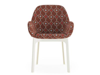 Scaun Kartell Clap design Patricia Urquiola, baza alb, tapiterie Rubelli Quatrefoil by Luke Edward Hall, Brown
