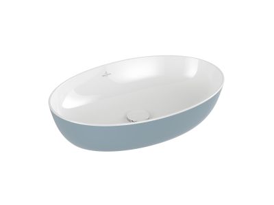 Lavoar tip bol Villeroy & Boch Artis 61x41cm, fara orificiu baterie, fara preaplin, montare pe blat, Frozen