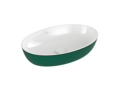 Lavoar tip bol Villeroy & Boch Artis 61x41cm, fara orificiu baterie, fara preaplin, montare pe blat, Forest