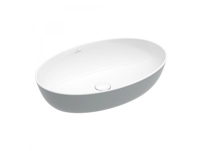 Lavoar tip bol Villeroy & Boch Artis 61x41cm, fara orificiu baterie, fara preaplin, montare pe blat, French Linen