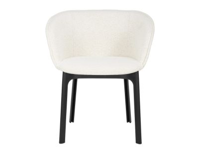 Scaun Kartell Charla Orsetto design Patricia Urquiola, cadru negru, tapiterie White