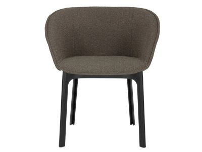 Scaun Kartell Charla Orsetto design Patricia Urquiola, cadru negru, tapiterie Brown