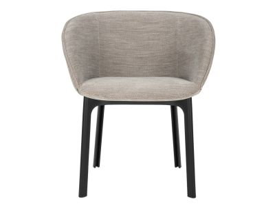 Scaun Kartell Charla Antibes design Patricia Urquiola, cadru negru, tapiterie Beige