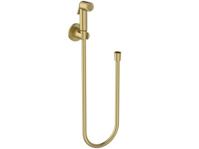 Set dus igiena intima Ideal Standard IdealSpray cu agatatoare, furtun 125cm si para de dus cu control, brushed gold