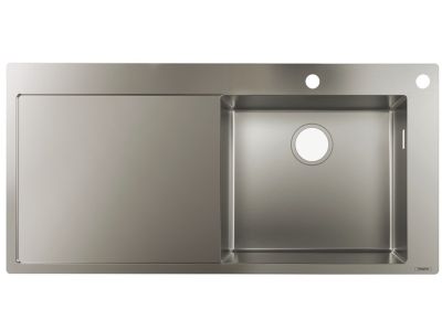 Chiuveta bucatarie Hansgrohe S717-F450, 1045x510mmmm, picurator stanga, orificiu buton control, inox