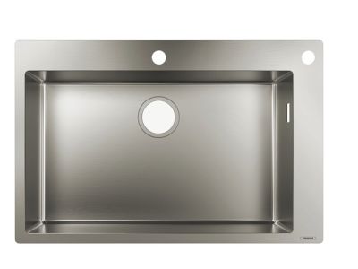 Chiuveta bucatarie Hansgrohe S712-F660 cu 1 cuva, 760x500mm, orificiu buton control, inox