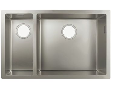 Chiuveta bucatarie Hansgrohe S719-U655 cu 2 cuve inegale, 705x450mm, cuva mare dreapta, montare sub-blat, inox