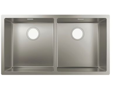 Chiuveta bucatarie Hansgrohe S719-U765 cu 2 cuve, 815x450mm, montare sub-blat, inox