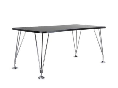 Masa Kartell Max design Ferruccio Laviani, 160x80cm, cadru metal gri, top negru