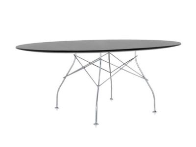 Masa ovala Kartell Glossy design Antonio Citterio & Oliver Low, 120x194cm, negru