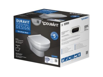 Set vas WC suspendat Duravit DuraStyle Basic Rimless Compact si capac cu inchidere lenta