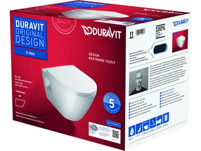 Set vas wc suspendat Duravit D-Neo Rimless si capac cu inchidere lenta