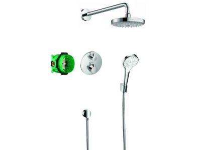 Sistem de dus incastrat termostatat Hansgrohe Design Croma Select S Ecostat S cu 2 consumatori