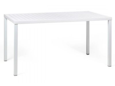 Masa exterior Nardi Cube 140x80cm, h 75.5cm, baza aluminiu, alb