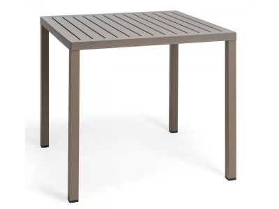 Masa exterior Nardi Cube 80x80cm, h 75.5cm, baza aluminiu, tortora