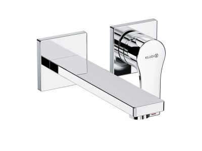 Baterie lavoar Kludi Zenta SL de perete, din doua elemente, pipa 180mm, fara ventil, montaj incastrat, necesita corp ingropat
